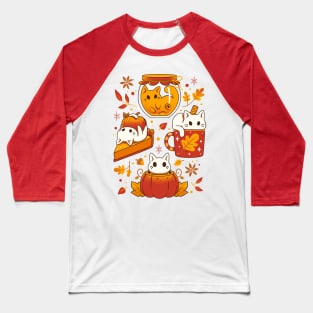Pumpkin Party Kittens - Fall Cats Baseball T-Shirt
